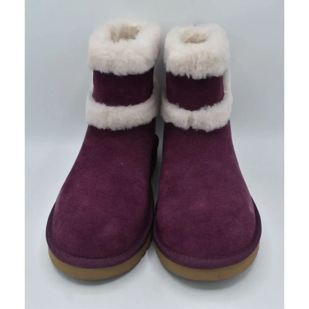 Koolaburra Womens Size 7 Barlee Plum Purple Suede Mini Boots Booties‎ Shoes